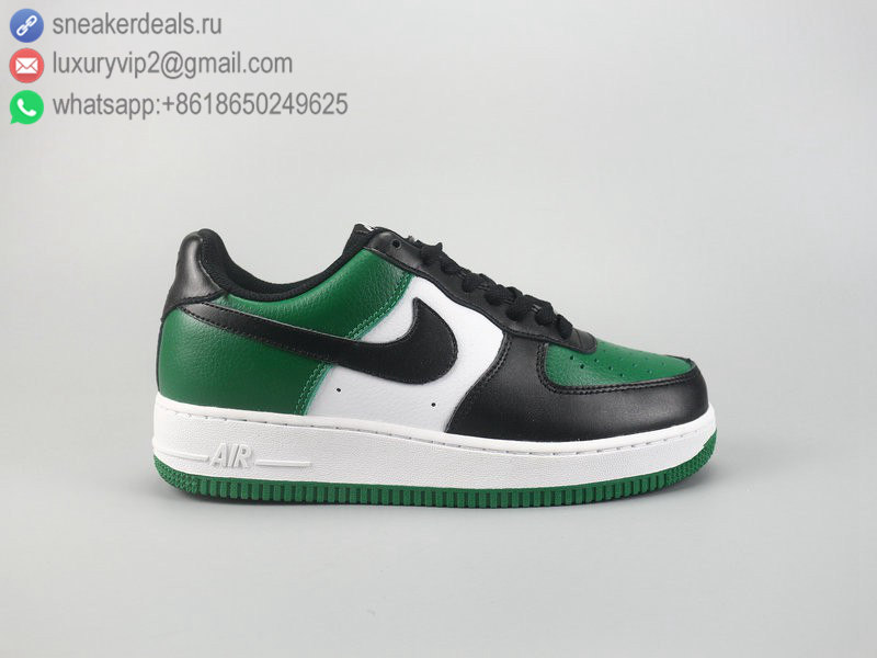 NIKE AIR FORCE 1 '07 LOW BLACK GREEN LEATHER MEN SKATE SHOES